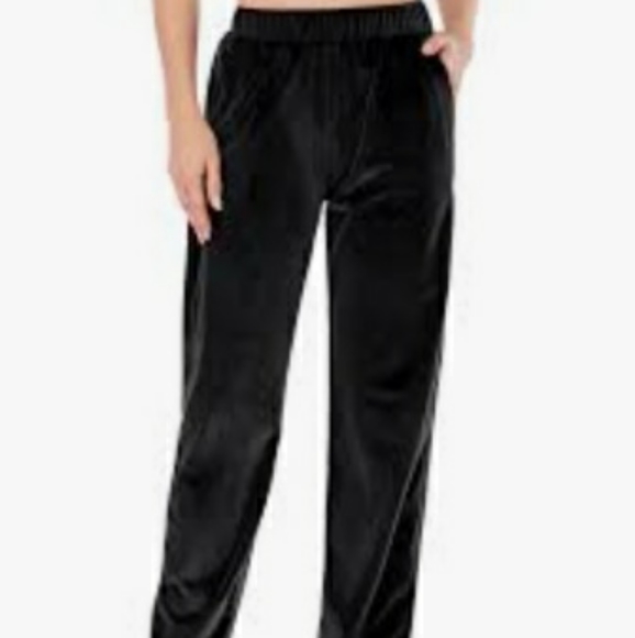 Faded Glory Black Velour Track Pants 